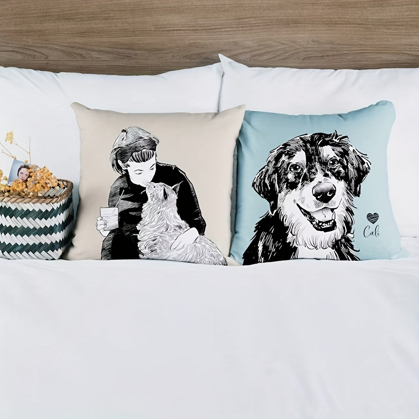 Customize your home decor with this cozy plush throw pillow cover, featuring a unique design personalized with your pet's photo. This cushion case makes a thoughtful gift for any occasion, from anniversaries to Christmas. Made with a soft knitted