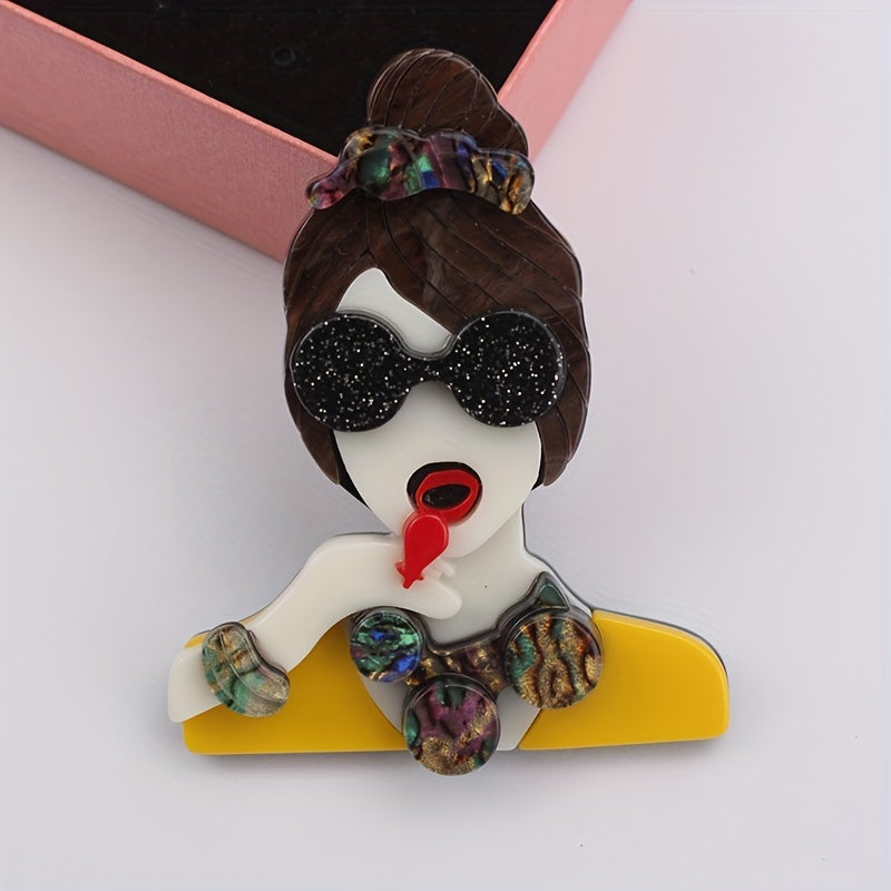 Stylish Acrylic Dog Brooch - Modern Punk-Inspired Animal Pin for Fashionable Accessories & Gifts