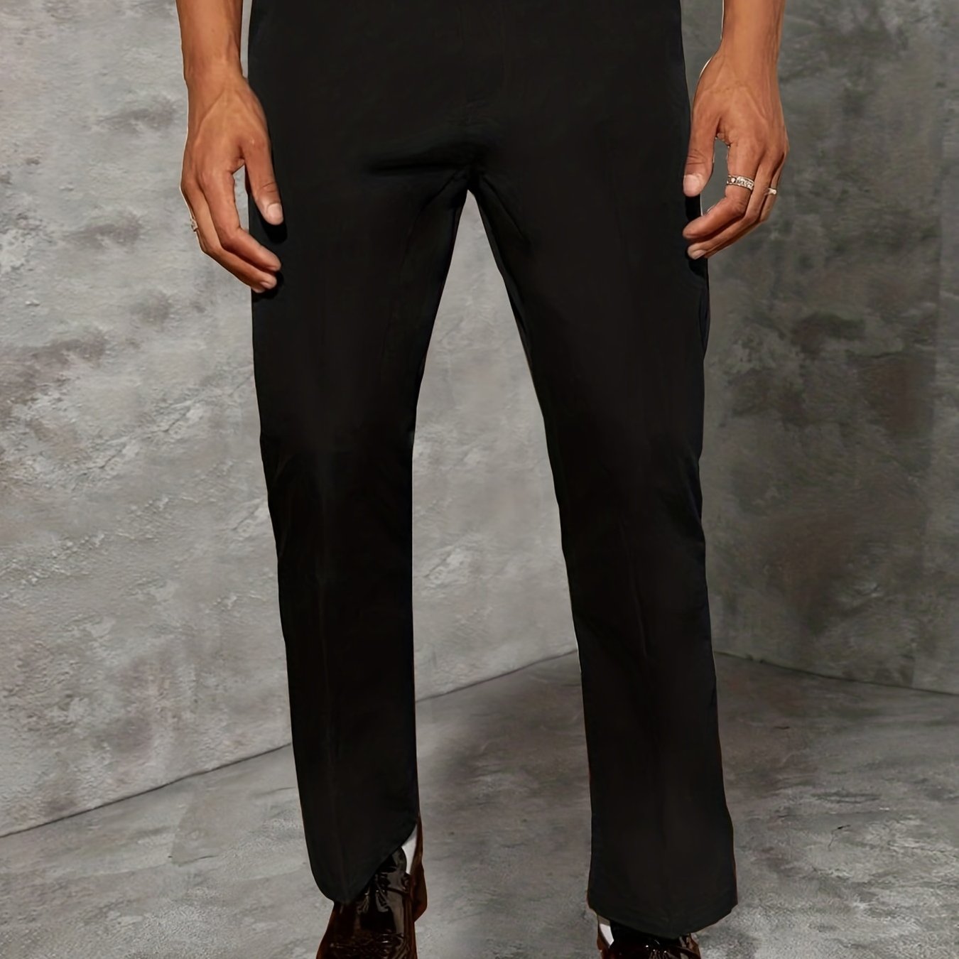 Men's classic solid pants for casual business in plus sizes.