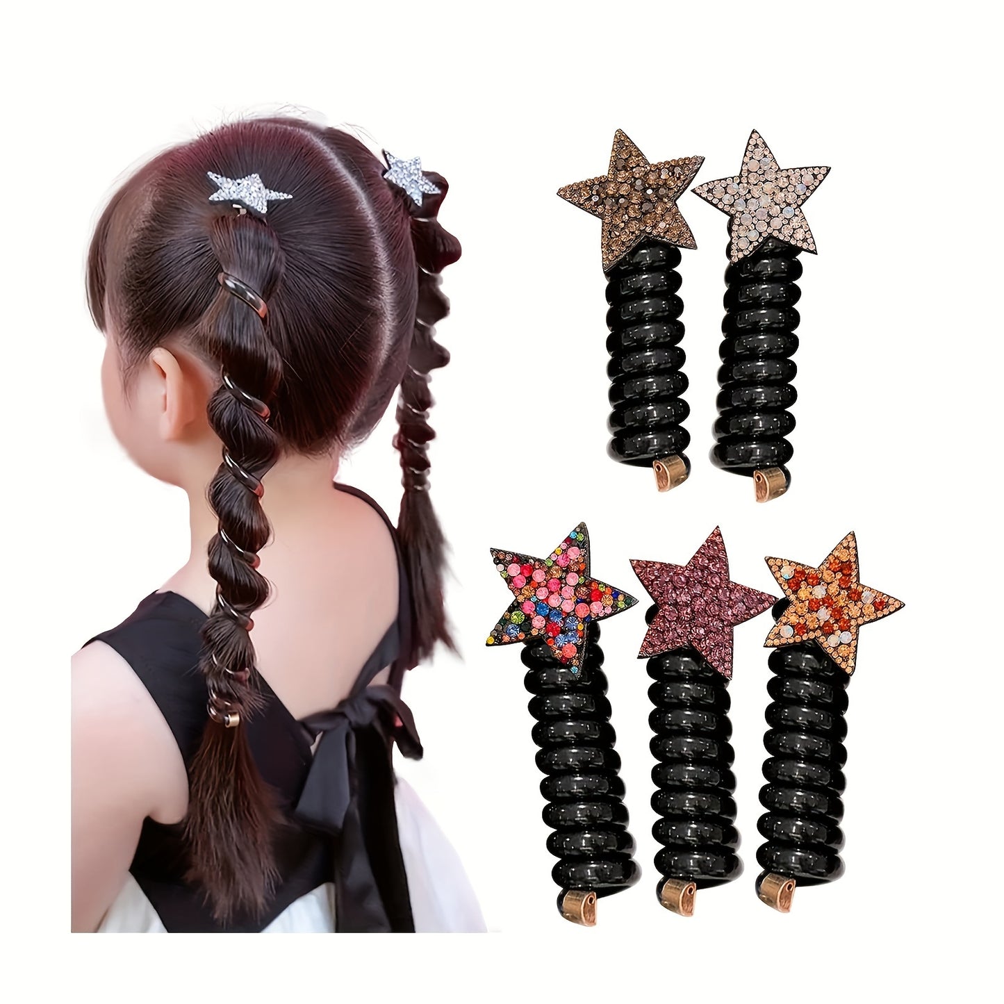 2 Cute Star Telephone Wire Headbands for Girls