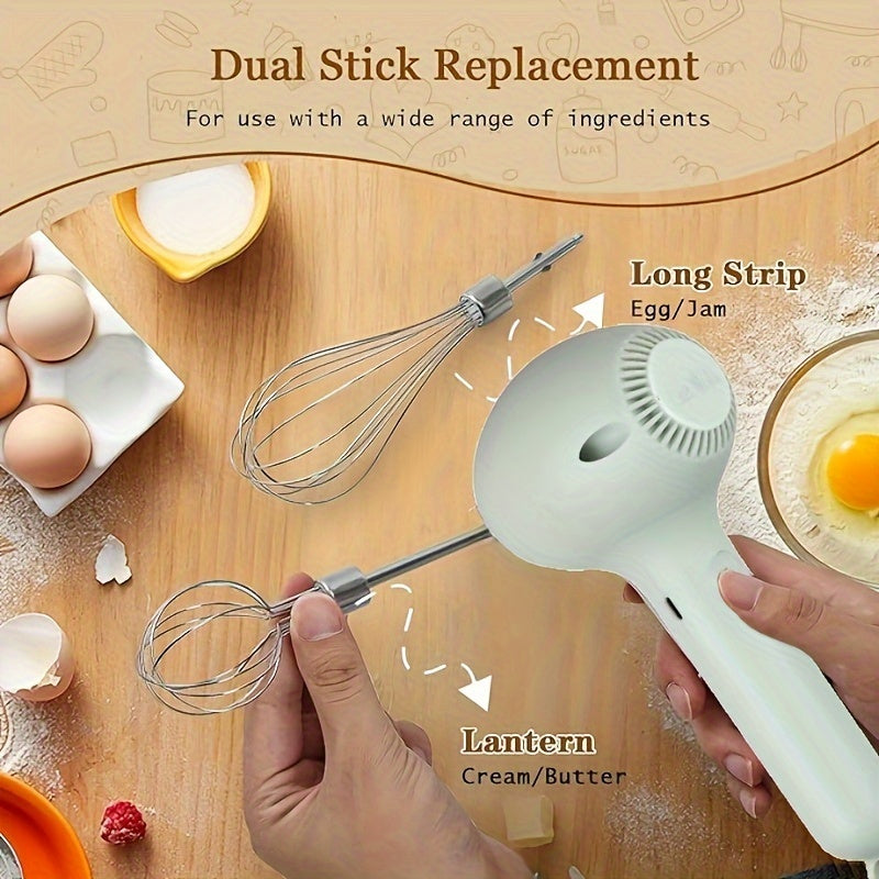 Rechargeable electric eggbeater and whisk for home bakers and professionals, cordless and portable, perfect for cakes, cookies, muffins, and more.