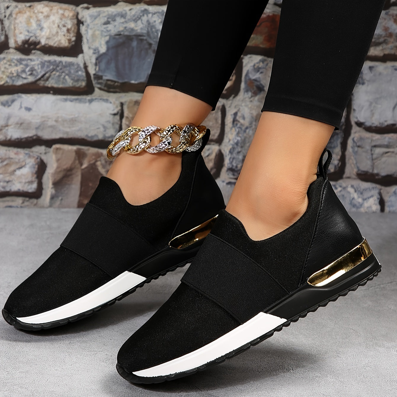 Women's solid color casual sneakers with soft sole platform slip-on design for comfortable daily wear.