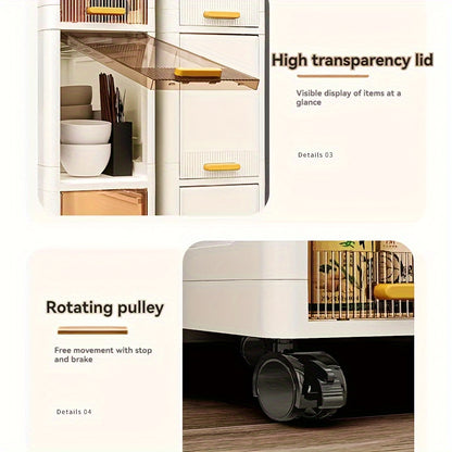 Multi-layer storage cabinet for the living room, ideal for items, snacks, and clothing, dust-proof design.