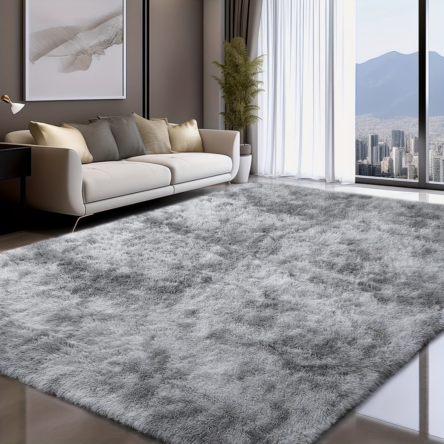 1 piece of Fluffy Area Rug made from machine-washable polyester sponge material. This non-slip modern plush carpet is lightweight, soft, and comfortable, perfect for indoor use in bedrooms, living rooms, and dorms for added decor.