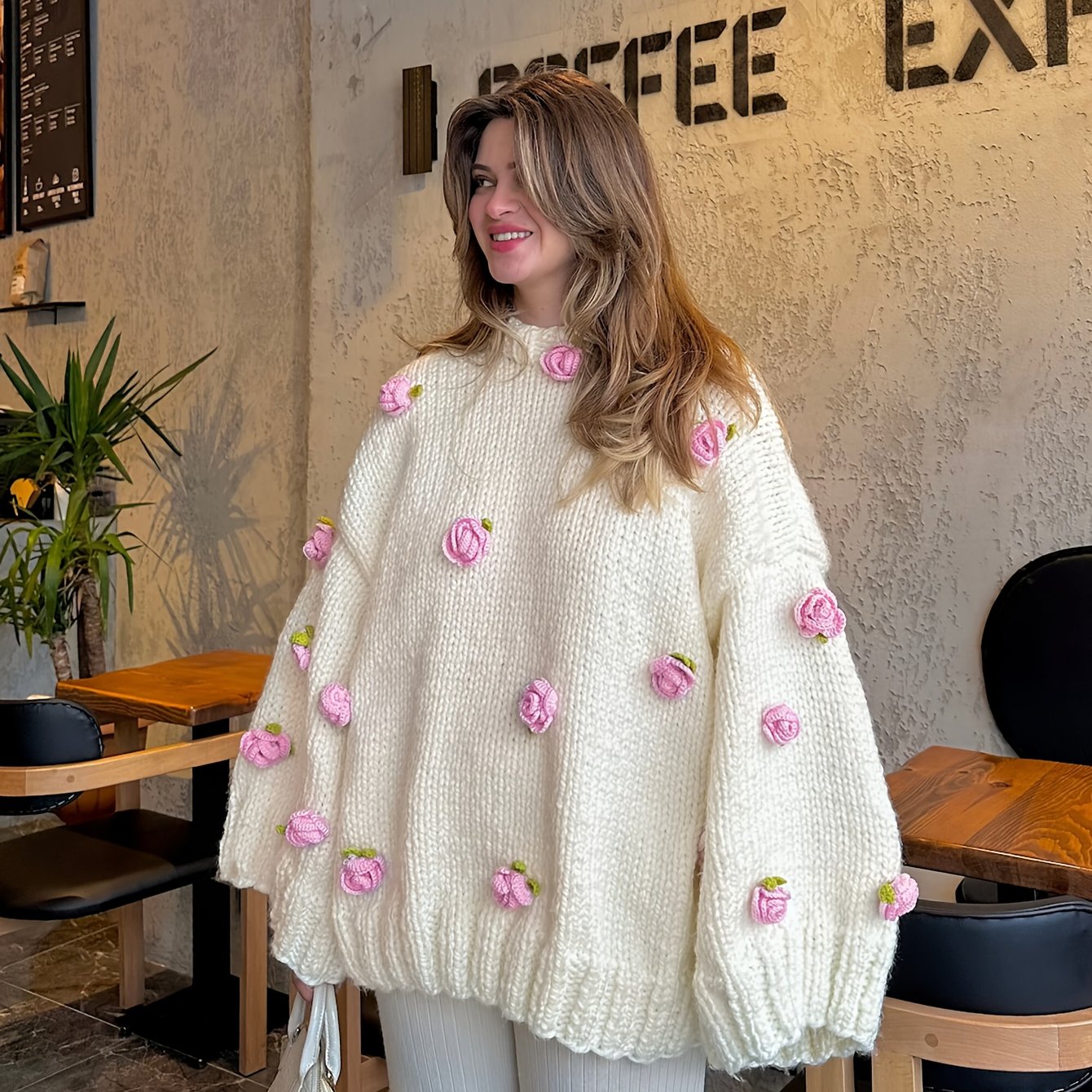 Handmade oversized crocheted sweater