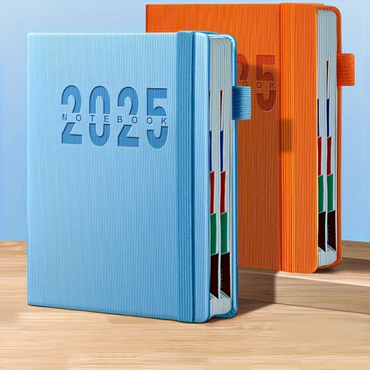 2025 Calendar Planner with 400 pages of thickened paper for daily log, self-discipline, and time management. English desk organizer for office efficiency, ideal New Year gift for adults.