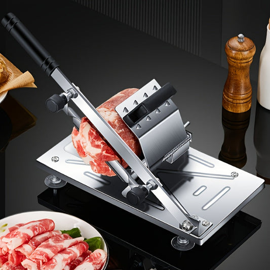 Adjustable Thickness Stainless Steel Manual Kitchen Slicer for Meat, Fruit, and Vegetables