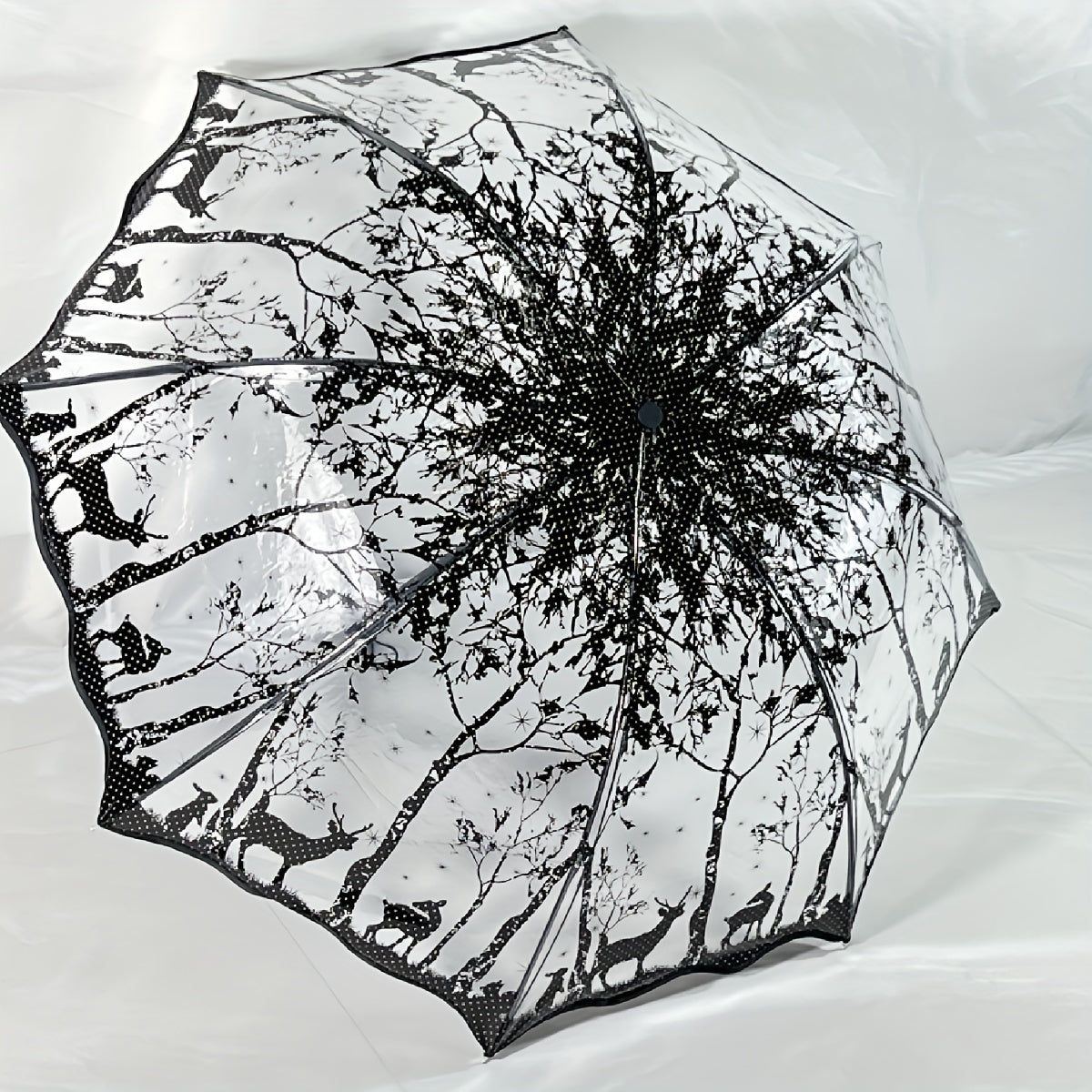 Transparent PVC Tri-fold Butterfly Rose Umbrella