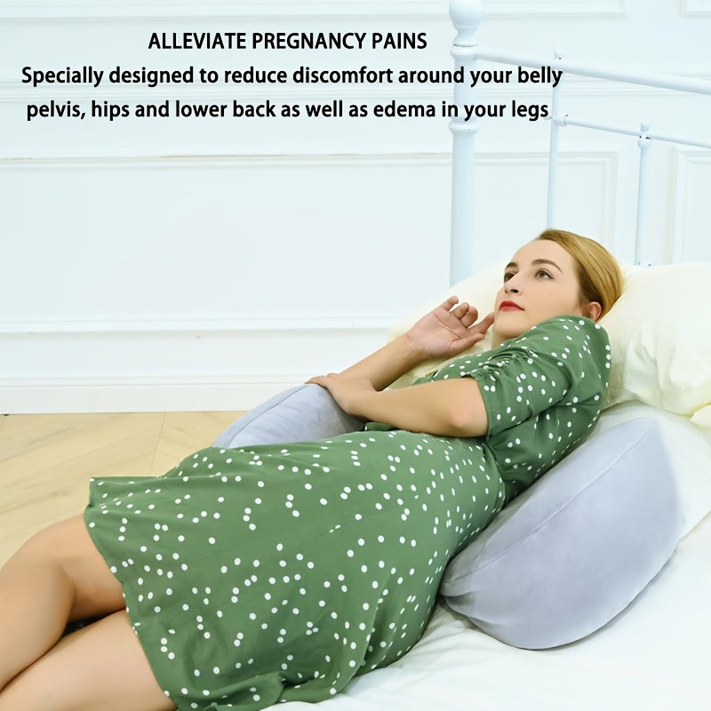 Soft C-Shape Pregnancy Pillow with Removable Velvet Cover and Adjustable side sleeper support for Body, Belly, and Back. This Maternity Pillow is Machine Washable.