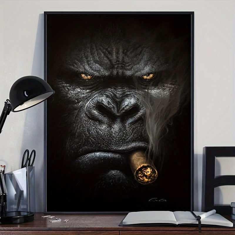 1pc Frameless Gorilla Smoking Canvas Wall Painting for Home Decor, No Frame