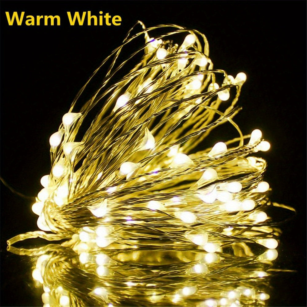 1pc USB Fairy String Lights with 20/50/100 LED bulbs, perfect for holiday, party, wedding, festival, and indoor decorations.