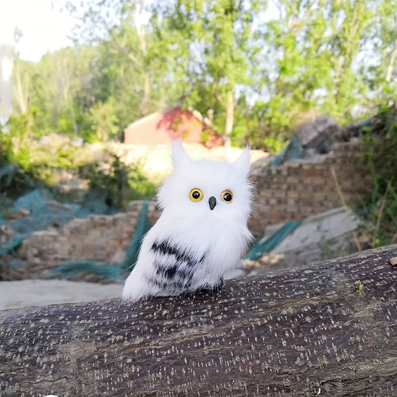 Miniature owl figurine in rustic country style, perfect for living room display without needing electricity.