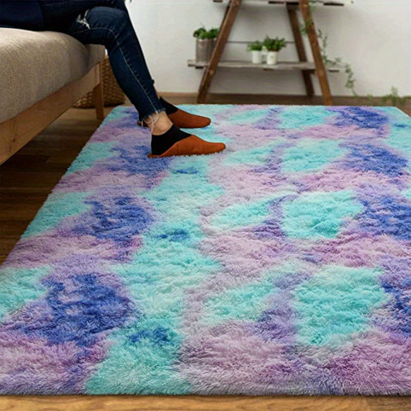 Soft, fluffy shag area rug perfect for living room or bedroom decor. This non-slip machine washable carpet adds luxury and coziness to any space.