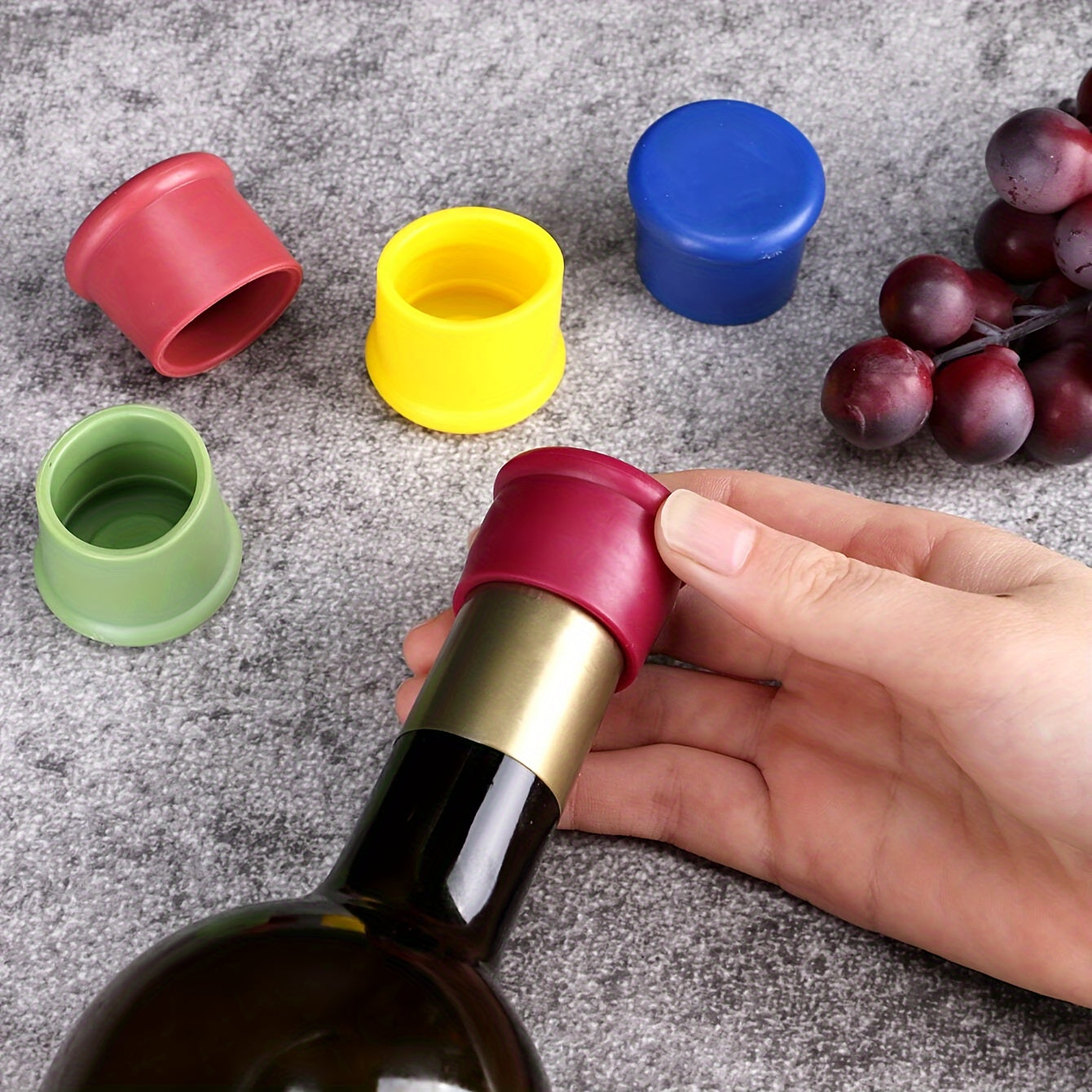 Silicone Wine Bottle Caps - Food Grade Multicolor, Leak-proof, Sealed Fresh-keeping Plug