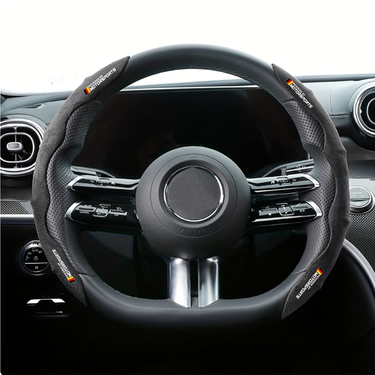 Luxury fluffy steering wheel covers for BMW made of breathable, anti-slip material with no inner circle - 1 set.