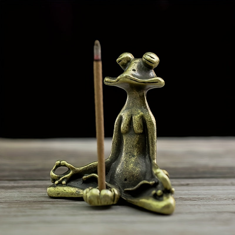 Antique frog incense holder for home decor and meditation, burns sandalwood.