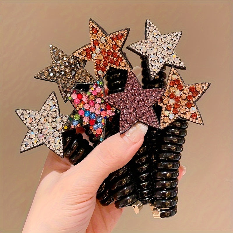 2 Cute Star Telephone Wire Headbands for Girls