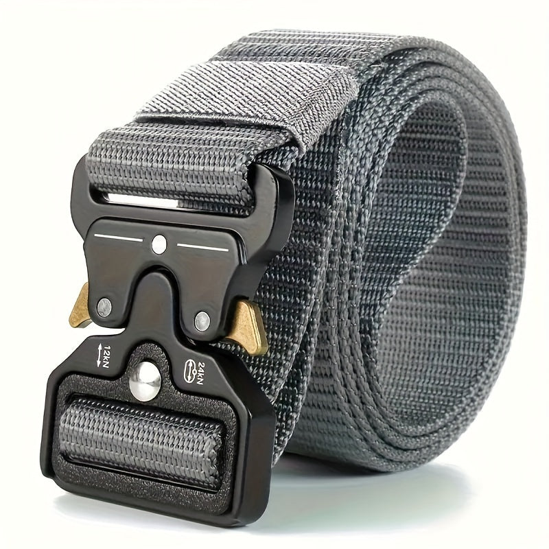 Outdoor training belt with plastic safety buckle, suitable for men and women, non-metallic leisure waist belt.