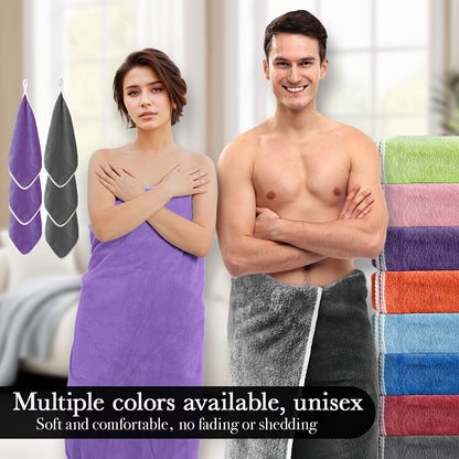 8-piece set of large, super soft, absorbent towels with hair drying turban.