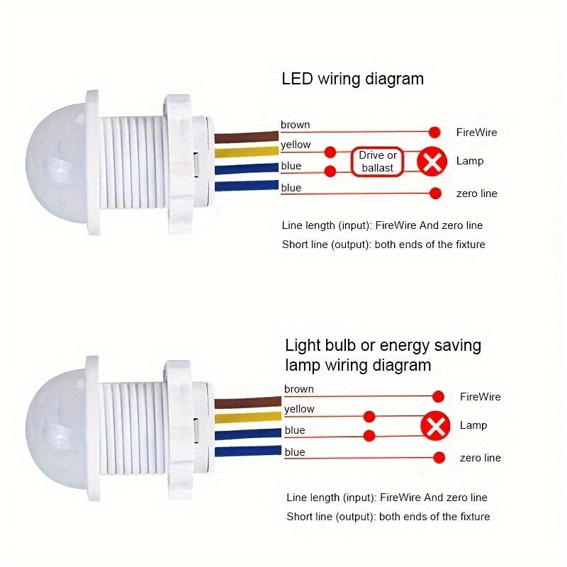 White PIR Motion Sensor with 110° Range for Automatic Lighting in Home & Industrial Settings, Easy to Install