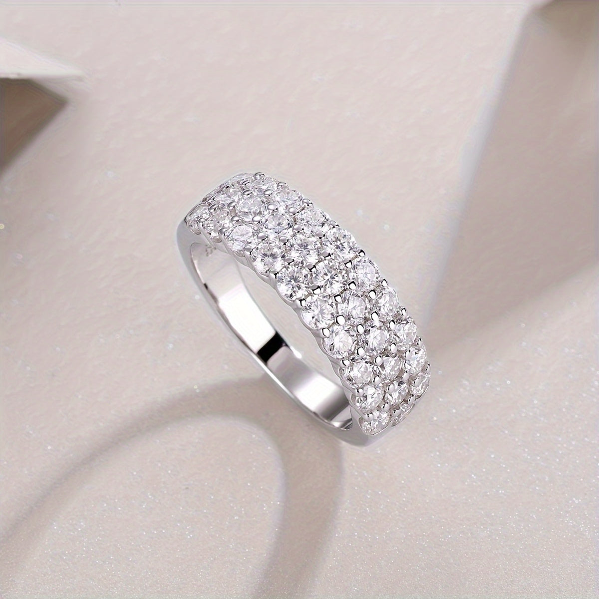 Elegant 925 Silver Finger Ring with Iced Out Shiny White Moissanite, Perfect for Proposal, Engagement, Wedding, Comes with Gift Box