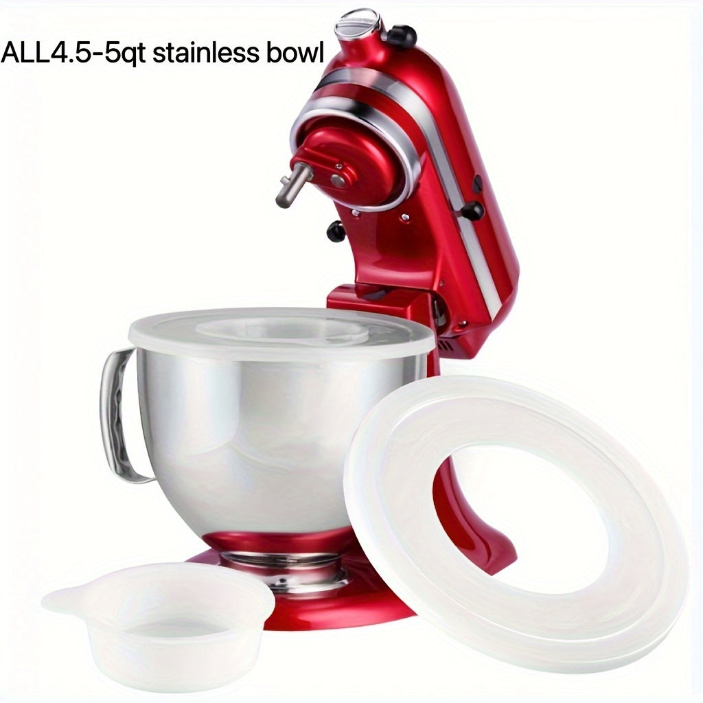 One piece of a kitchen appliance brand's 4.5-5 Quart Tilt-Head Stand Mixer Splash Guard with Dump Window, designed to prevent ingredient spills and dishwasher safe.