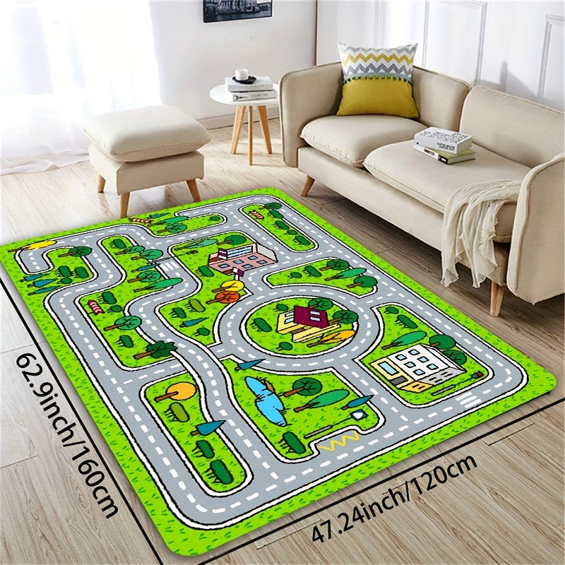 Play in style with this adorable Cute Cartoon Pattern Play Area Sponge Rug! Available in multiple sizes, this washable rug is perfect for your living room, bedroom, playroom, or anywhere in your home. Keep your floors clean and safe with this non-slip