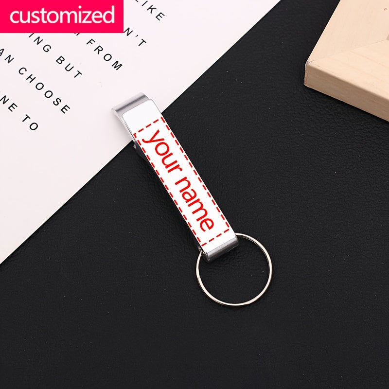 Personalized beer bottle opener keychain with logo, perfect for festivals and gifts. Durable alloy, portable and multi-functional. Great for beer lovers.