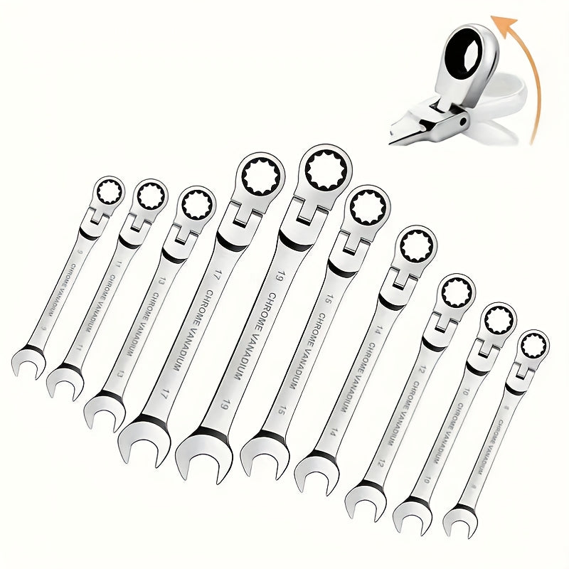 72 Teeth Flexible Head Ratchet Wrench Set with Swivel Design for Cars, Bikes, and Home Maintenance. Durable metal tools for auto and home repair essentials.