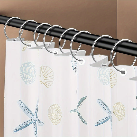 Waterproof and rustproof adjustable card loop shower curtain hooks in 12 or 24 piece sets. Easy to install for bathroom and bedroom decor.