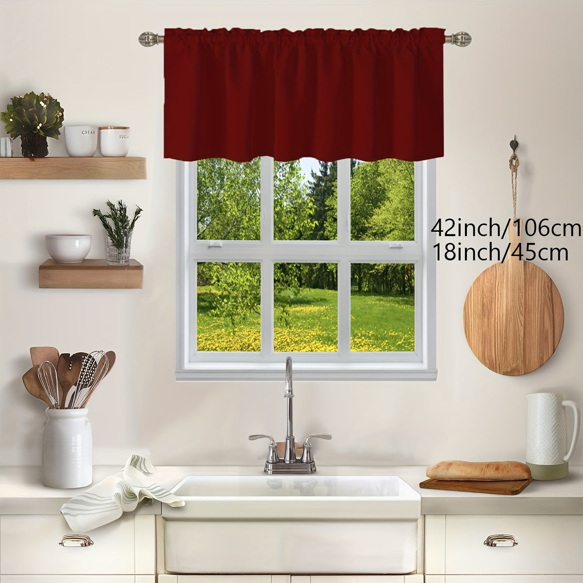 1PC Curtain for Kitchen, Living Room, Bedroom, and Home Decor, Light-Blocking and Heat-Insulating