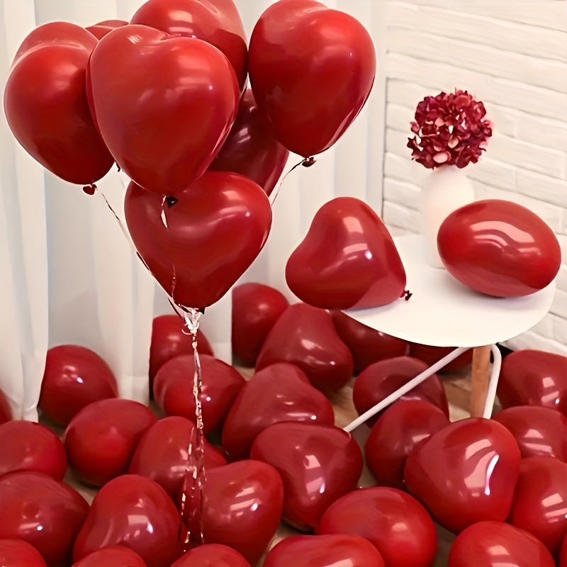 30 Romantic red heart-shaped balloons perfect for various celebrations, no electricity required.