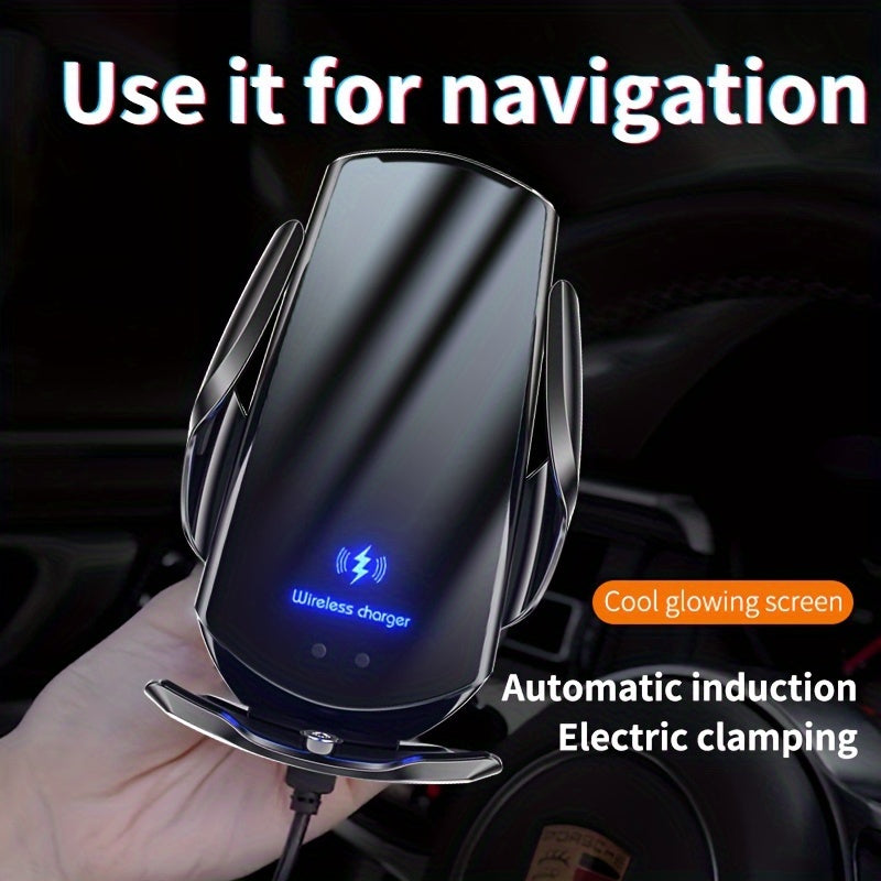 Alynic brand car wireless charger with magnetic auto car mount phone holder for fast charging iPhone and Samsung devices.