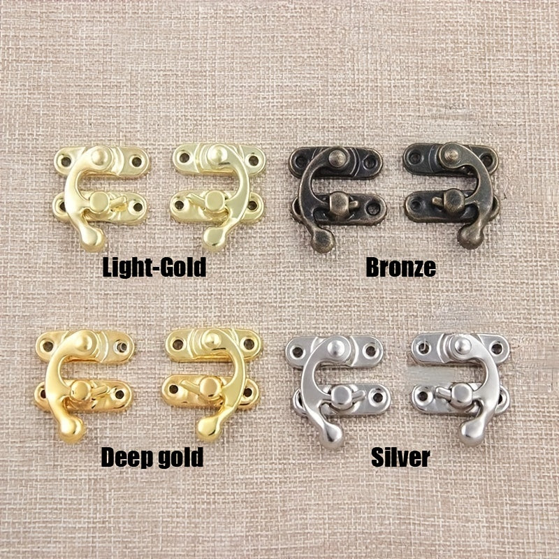 10pcs Antique Bronze Iron Padlock Hasp Hook Locks, 27x32mm with screws included. Ideal for mini jewelry boxes and furniture hardware. Also suitable for decorative or brass finish locks.