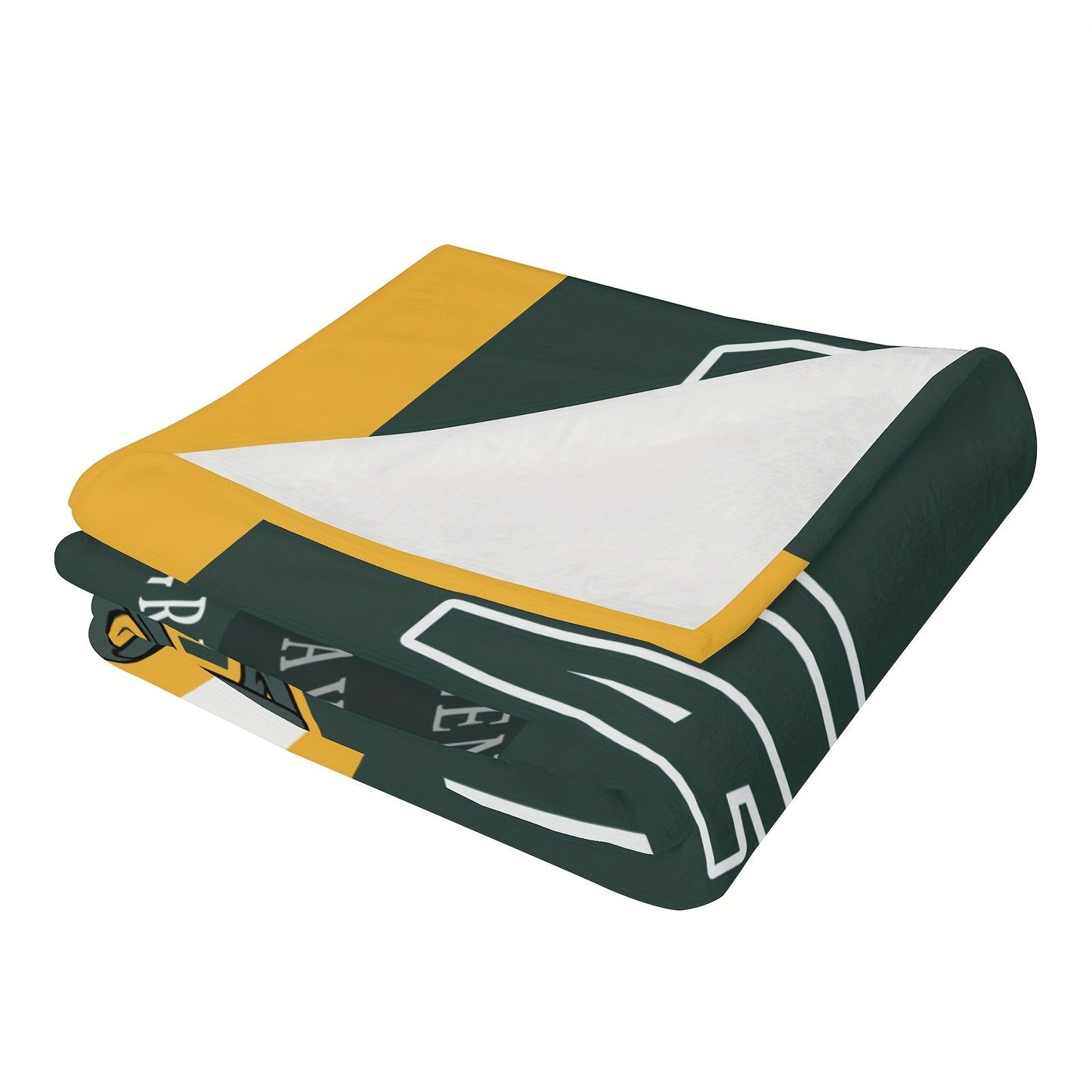 Personalized Green Bay Team Throw Blanket: Add Your Name, Easy to Clean, Soft Polyester Material, Ideal for Year-Round Comfort, Great for Travel or Home, Ideal Gift for Sports Fans