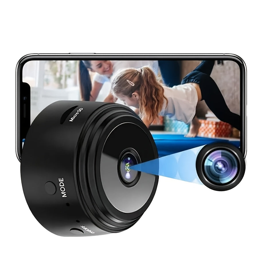 The Oimlyo Smart Home Security Camera offers high-definition 480p video quality, features a rechargeable 150mAh lithium polymer battery, can be powered via USB, and connects to Wi-Fi for easy access through a mobile remote app. Ideal for office and