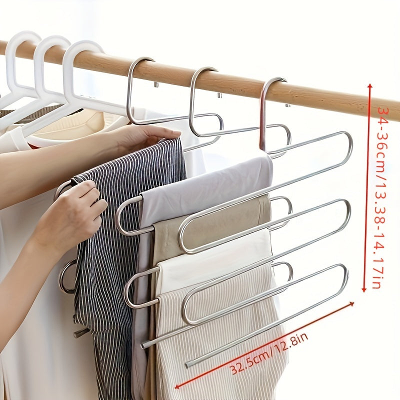 Practical 1pc Multi-Layer S-Shaped Pants Rack with Non-Slip Metal Clips - Ideal for Wardrobe Organization, Towel Storage, and Drying - Versatile and Efficient Finishing Solution for the Home