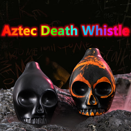 Aztec Death Whistle: Handcrafted Ceramic Skull Instrument Replica, Perfect Gift for History Enthusiasts and Collectors, Battery-Free.