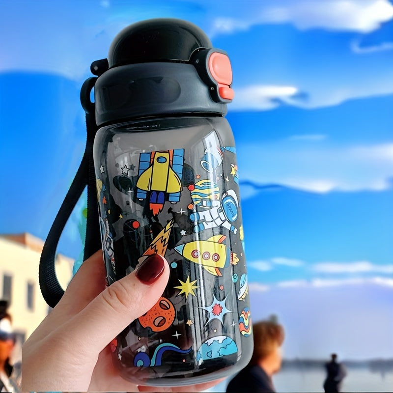 2 packs of 20oz thermal transfer cartoon pattern water cups with portable handles, perfect for home, outdoor activities, and gifts.