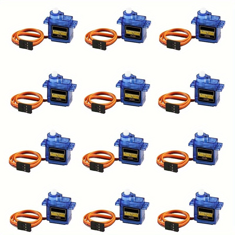 12pcs SG90 Micro Servo Motors for remote control vehicles, robotics, and servo door lock control.