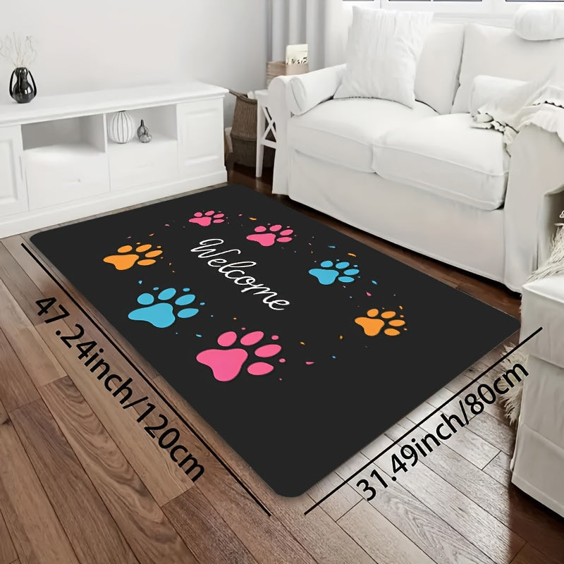 Introducing the Paw Print Gaming Room Rug - 8mm Thick, Easy to Clean, Great for Any Room in the House!