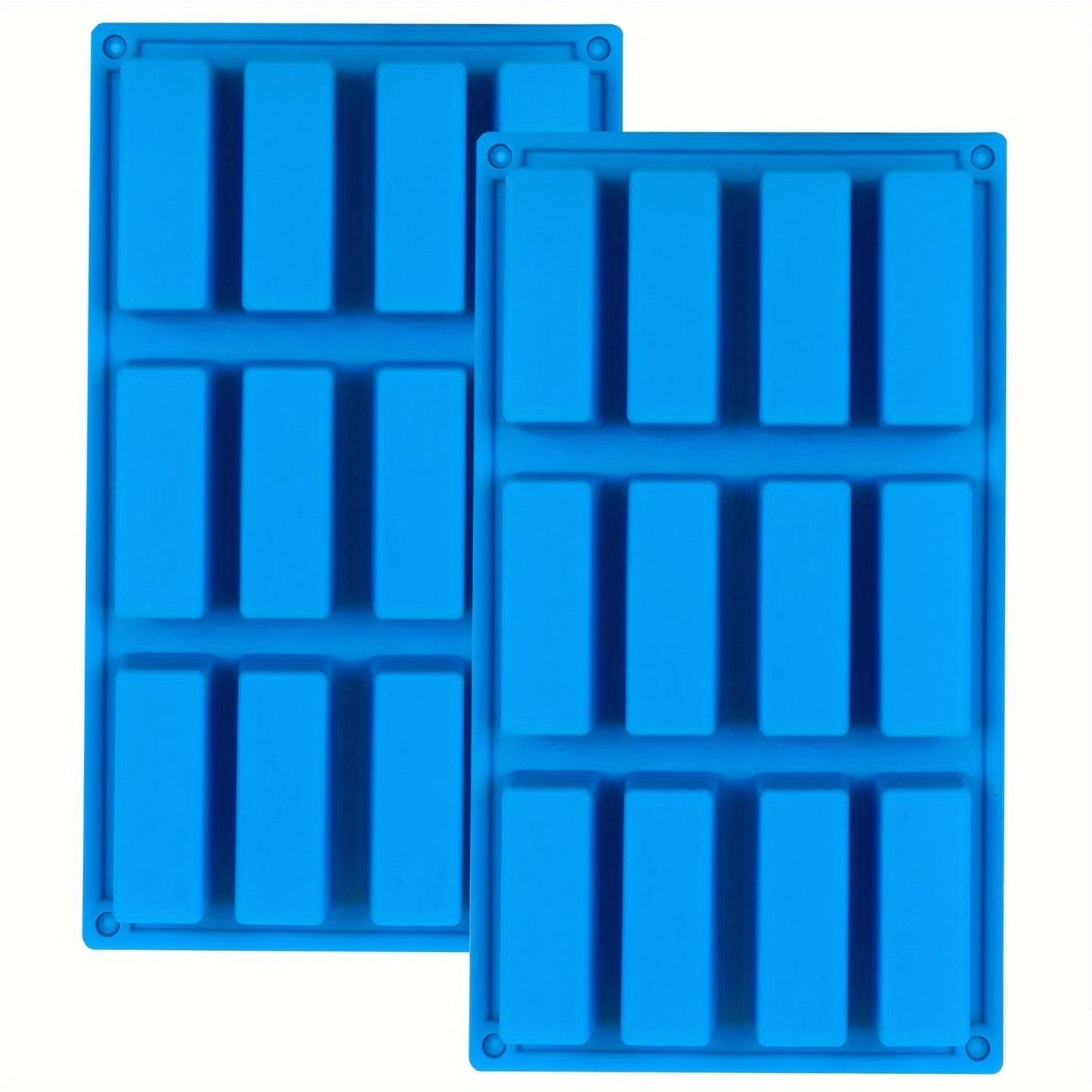 Three sets of 12-cavity large rectangle molds made of silicone for creating nutrition cereal bars, energy bars, and other treats like chocolate truffles, ganache, bread, brownies, cornbread, cheesecake, pudding, and butter. Perfect for baking supplies