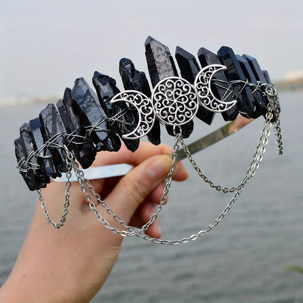 Witch Crown Headband made of Natural Stone and Alloy, perfect for eid celebrations. A stylish and elegant hair accessory for women.