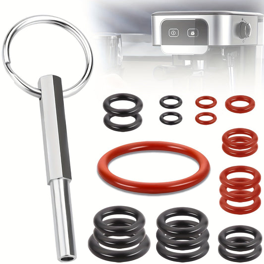 Replace your Jura Capresso/Impressa O-Rings and use the Oval Head Key Tool with this comprehensive kit. It includes everything you need for replacing the Brew Group and Drainage Valve. Compatible with Jura C, E, ENA, F, J, S, Z, X, and Cappuccino Maker