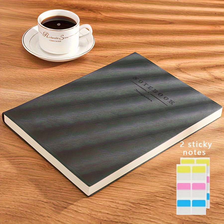 A5 360-page notebook with premium paper & soft cover, water-resistant, personalized, English text, includes sticky notes - great for school & office use