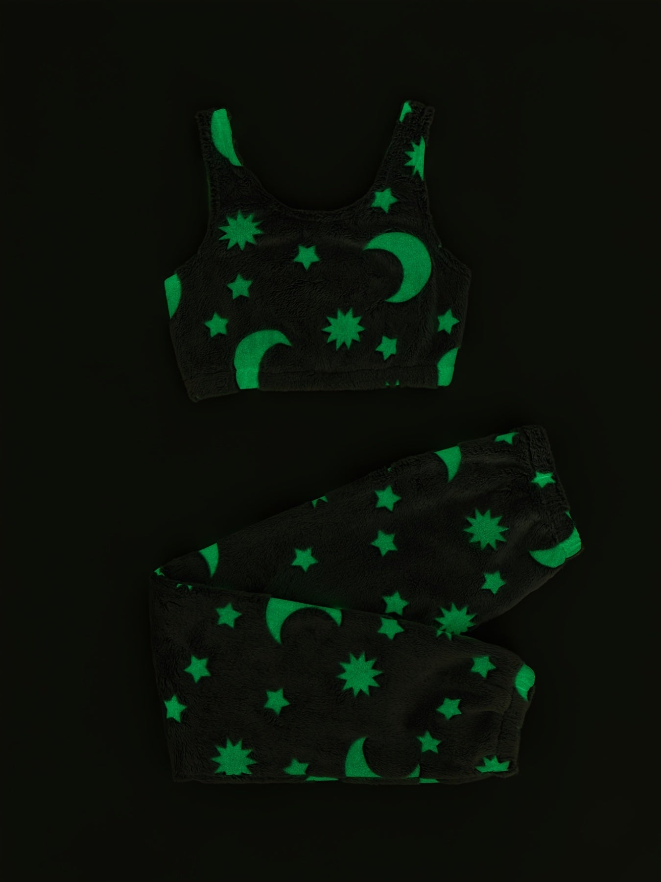 2-piece Star Print Luminous Flannel Pajama Set