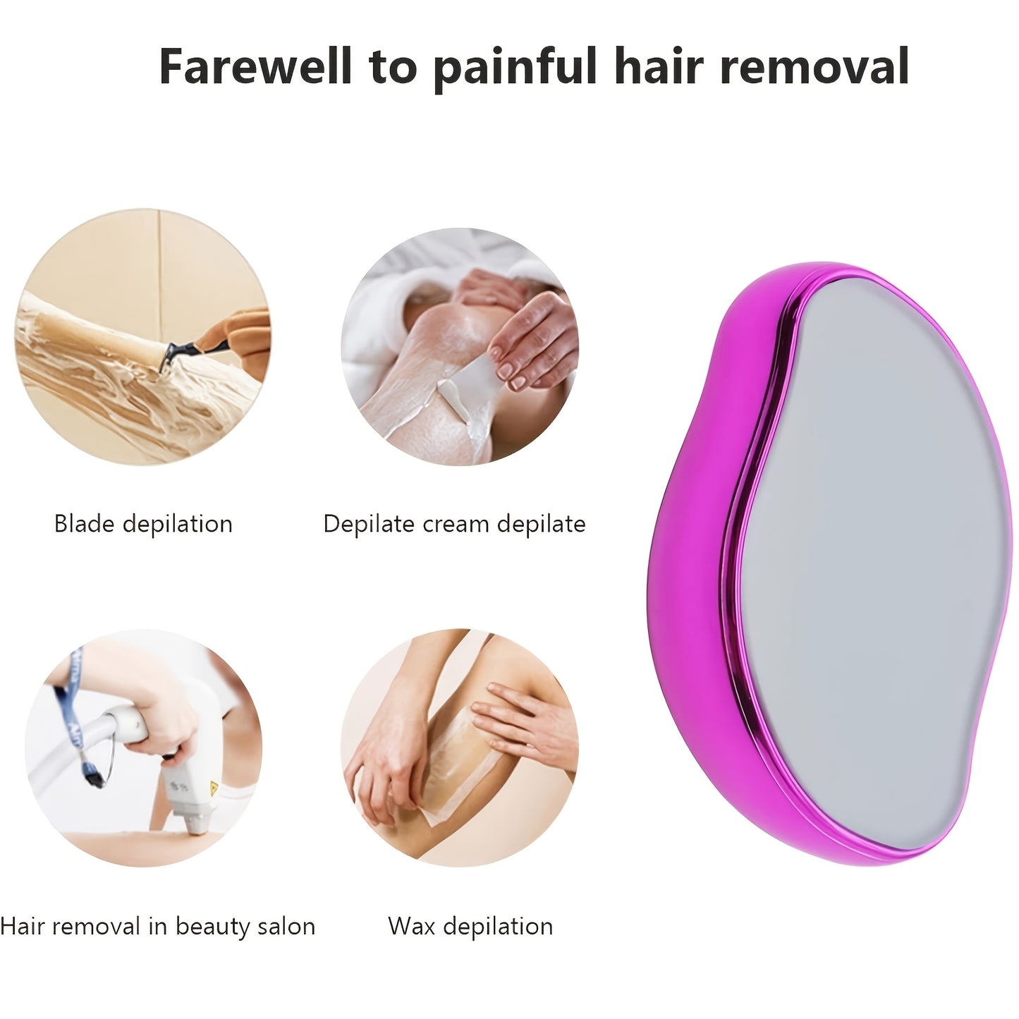 Painless crystal hair remover for all with waterproof and fragrance-free exfoliating tool for smooth skin on arms, legs, and back. Also functions as an easy application body lotion.