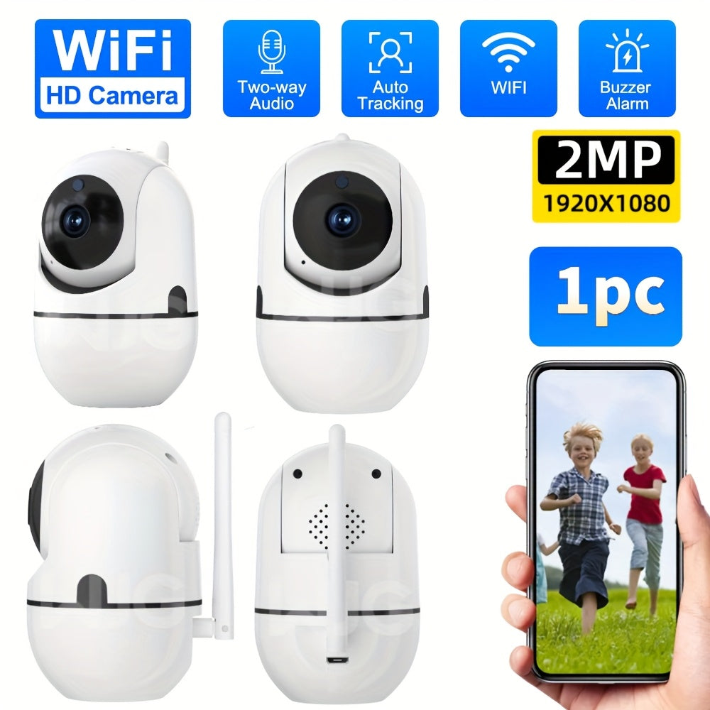 1080P HD Wireless Security Camera with 32G Card, featuring AI Human Tracking and Motion Detection. Includes 2.4GA Alarm Push, Video Monitoring, Bidirectional Audio, and PTZ capability. Perfect for indoor and outdoor use, ensuring intelligent home safety.