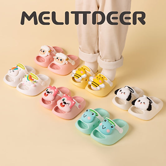 Unisex kid's clogs with unicorn charm pattern, non-slip soft sole for outdoor activities.