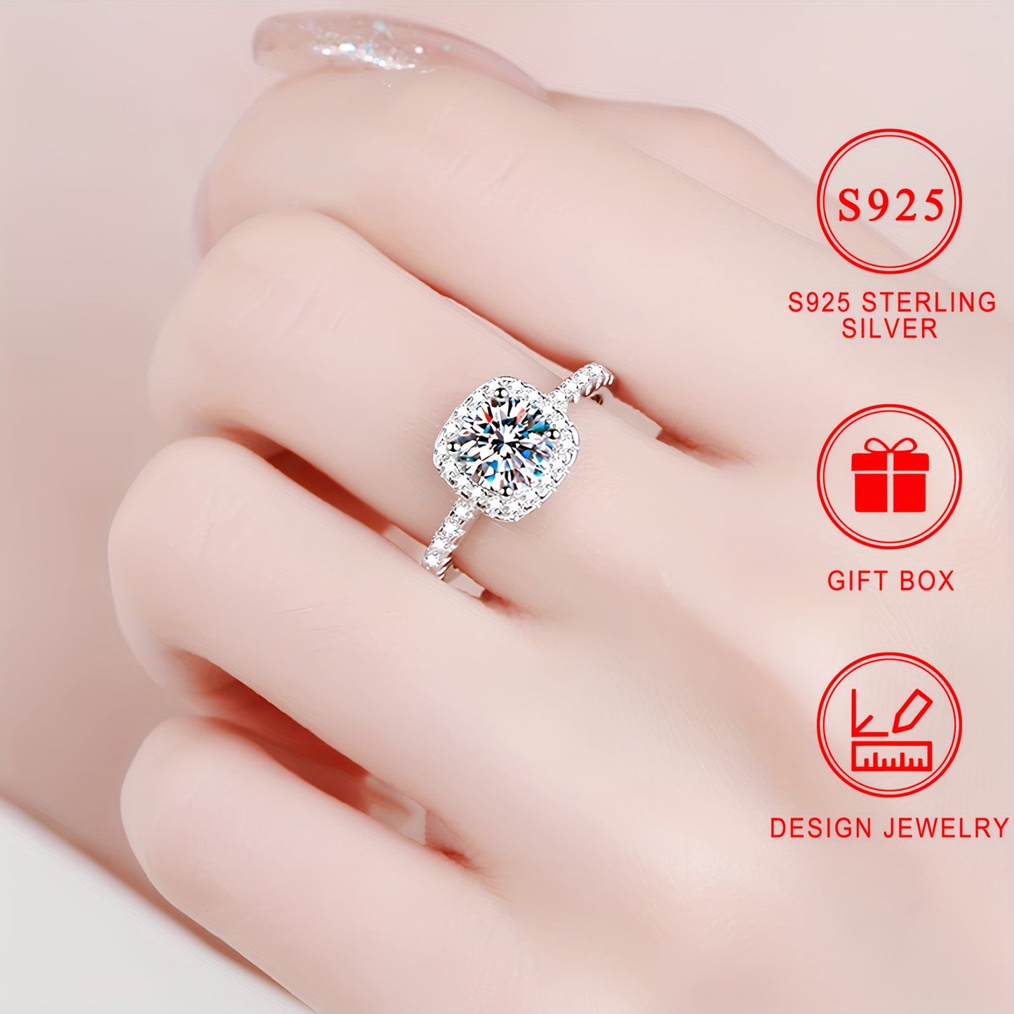 An exquisite 925 Sterling Silver Engagement Ring featuring a Synthetic Round Cubic Zirconia, set in a classic Four-Prong Setting without any plating. Ideal for everyday wear and as a thoughtful gift, complete with a complimentary gift box.